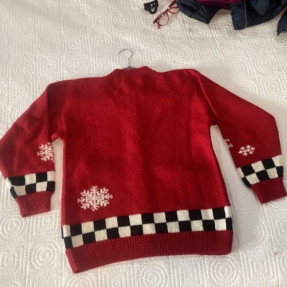 Vintage South Wool Hand Embroidered Cardigan Christmas Sweater Womens Size S Ski - Picture 12 of 13